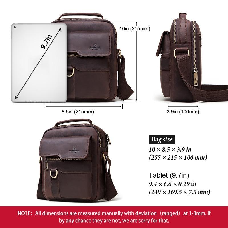 Brown Leather Cross Body Shoulder Bag For Men