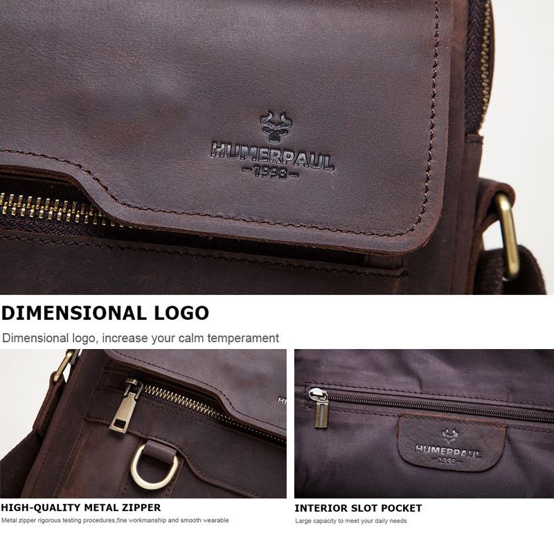 Brown Leather Cross Body Shoulder Bag For Men