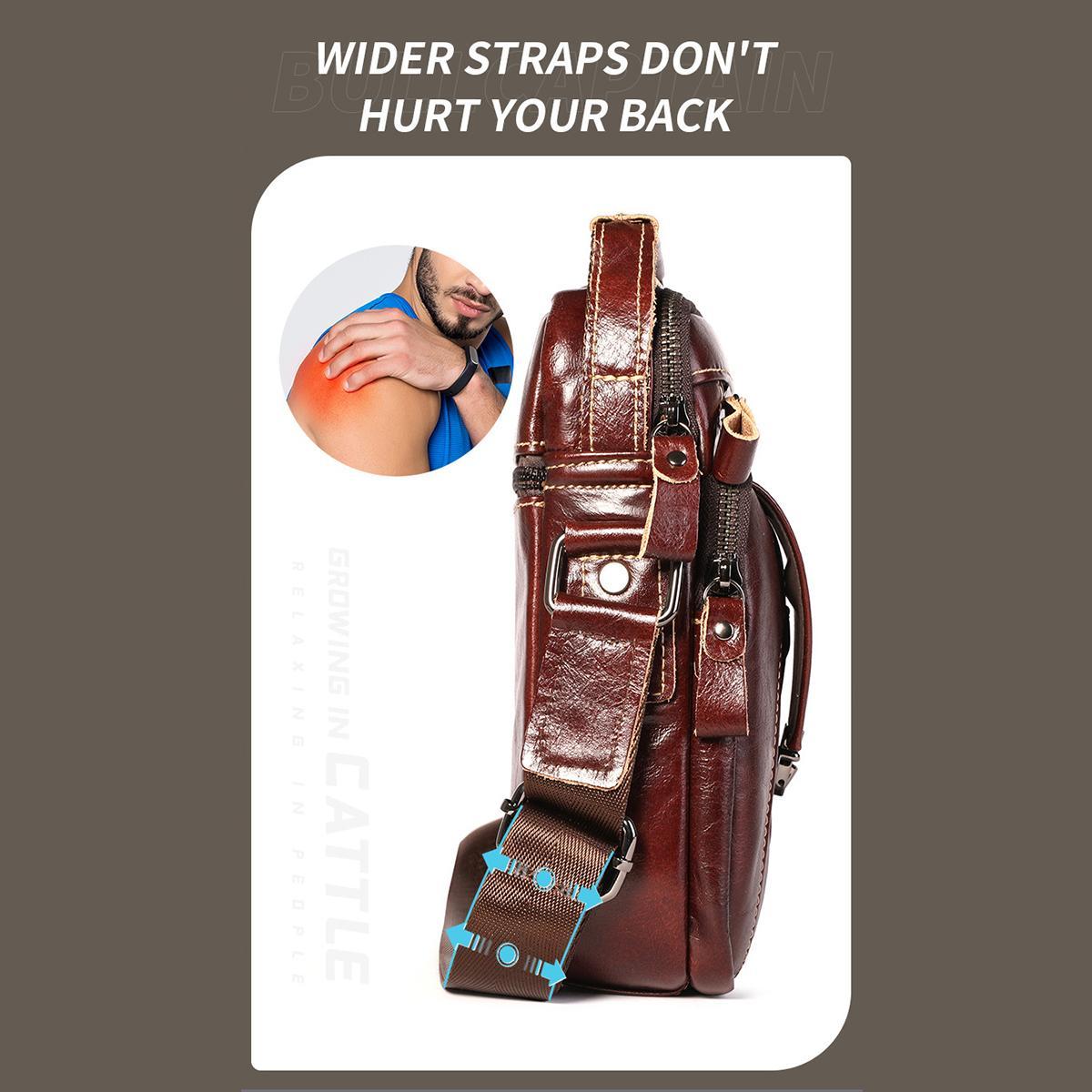 Large Capacity Retro Cowhide Shoulder Bag Brown