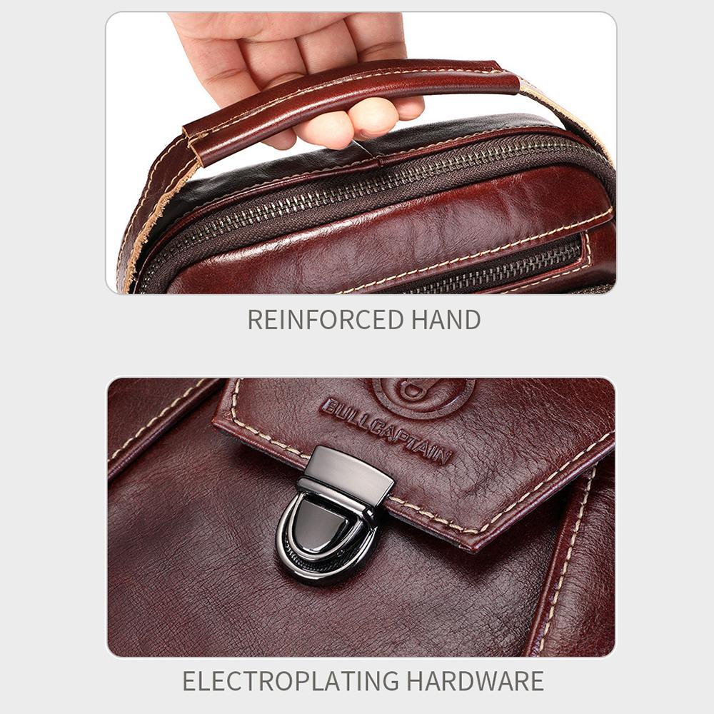 Large Capacity Retro Cowhide Shoulder Bag Brown