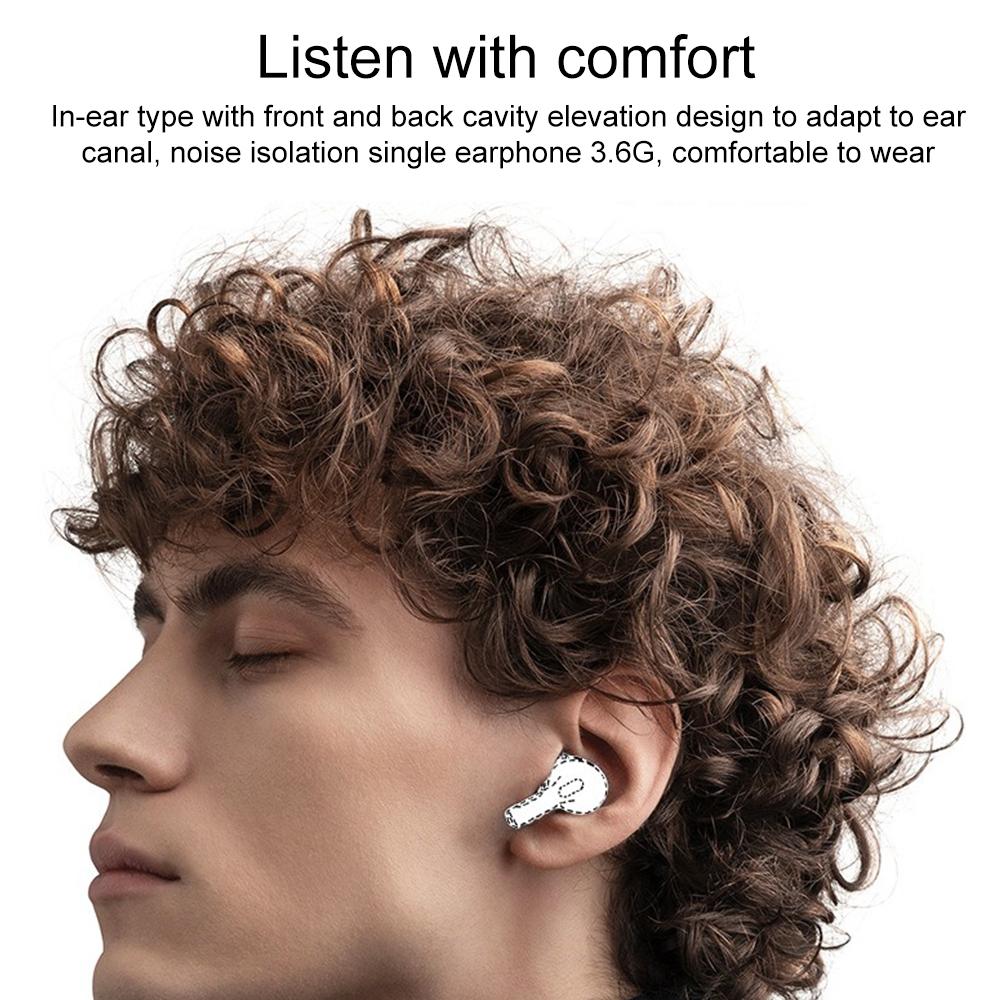 Wireless Bluetooth Earphone with Touch Screen & Noise Reduction - White