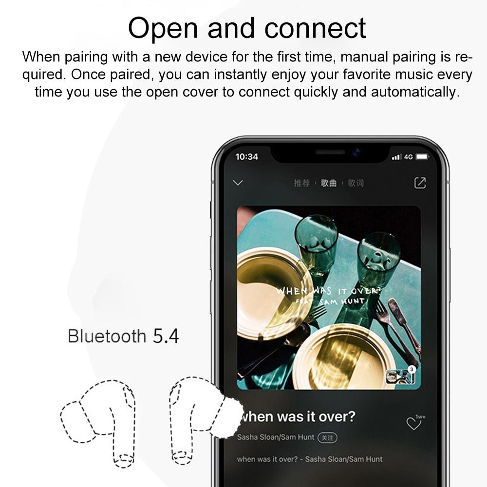 Wireless Bluetooth Earphone with Touch Screen & Noise Reduction - White