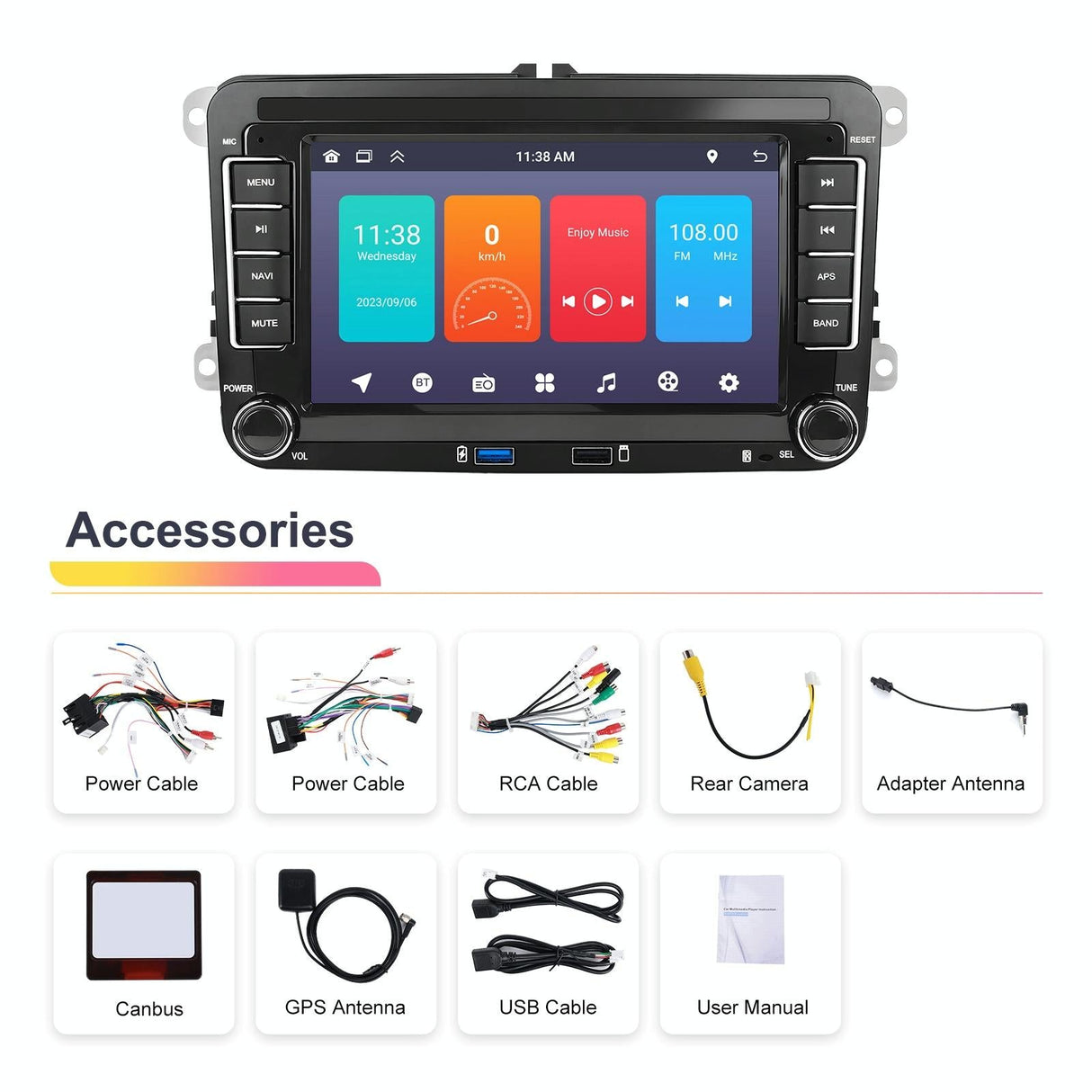 Android Carplay Navigation For Vw / Skoda - 1 + 32G Screen Reversing Camera