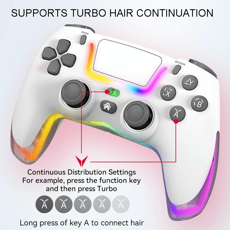 Wireless Bluetooth Grip for Ps4 with Dazzling Colour Light - Black