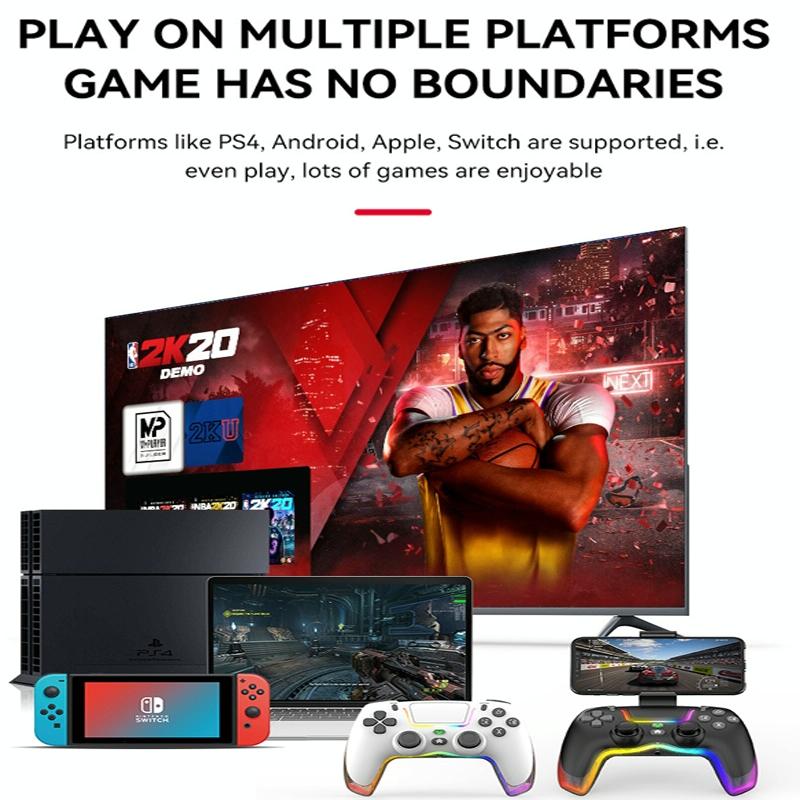 Wireless Bluetooth Grip for Ps4 with Dazzling Colour Light - Black