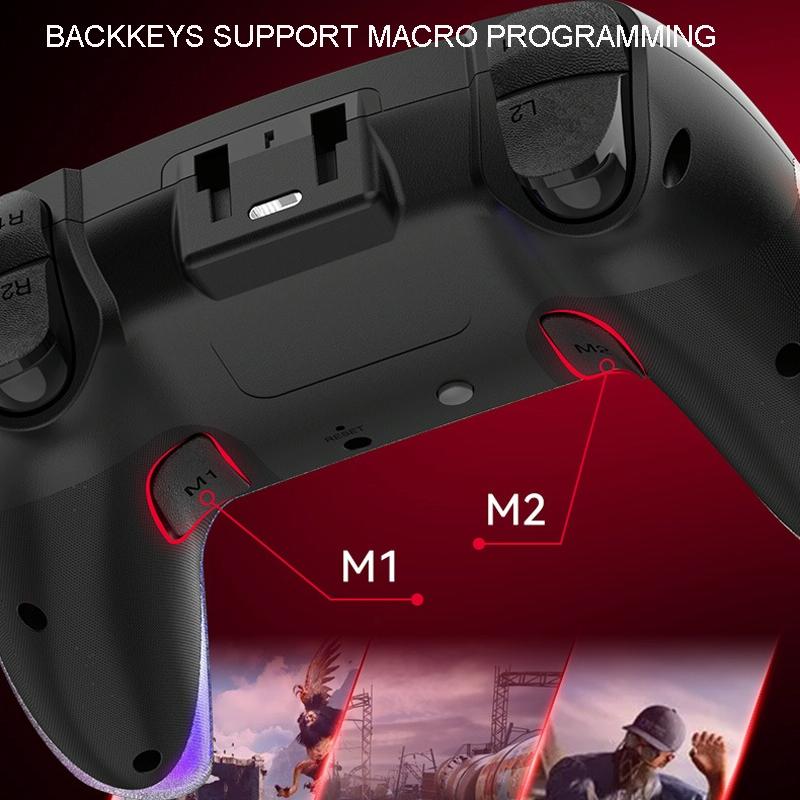 Wireless Bluetooth Grip for Ps4 with Dazzling Colour Light - Black