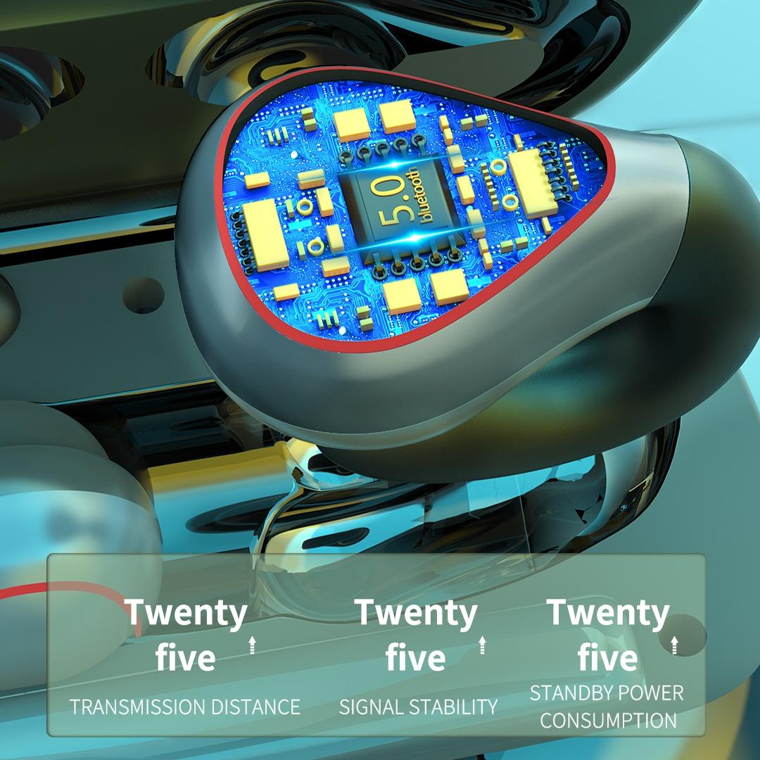 Wireless T20 Tws Bluetooth Earphones with Led Display & Charging Box - Black