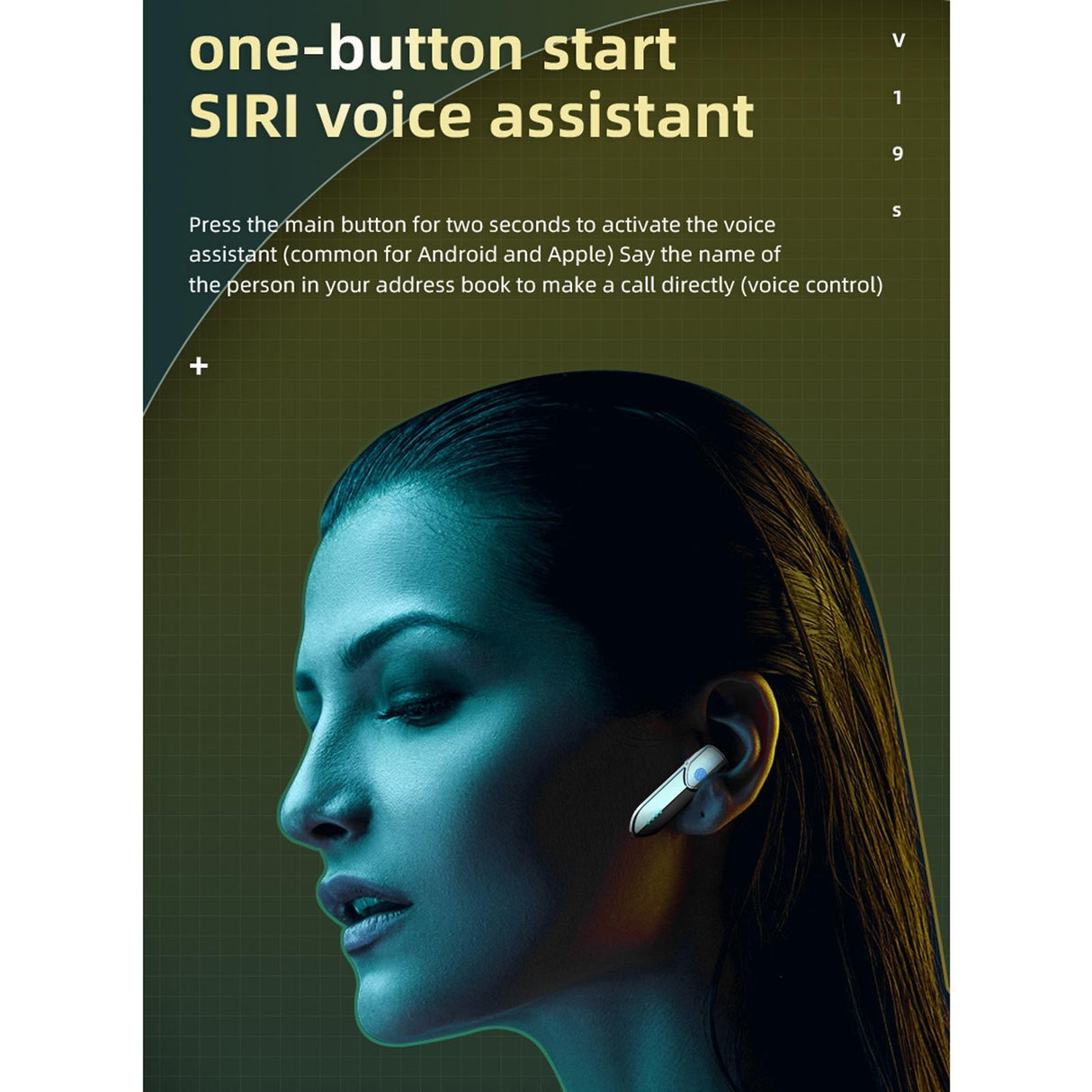 Business Style Bluetooth 5.0 Earphone with Fingerprint Touch - Black