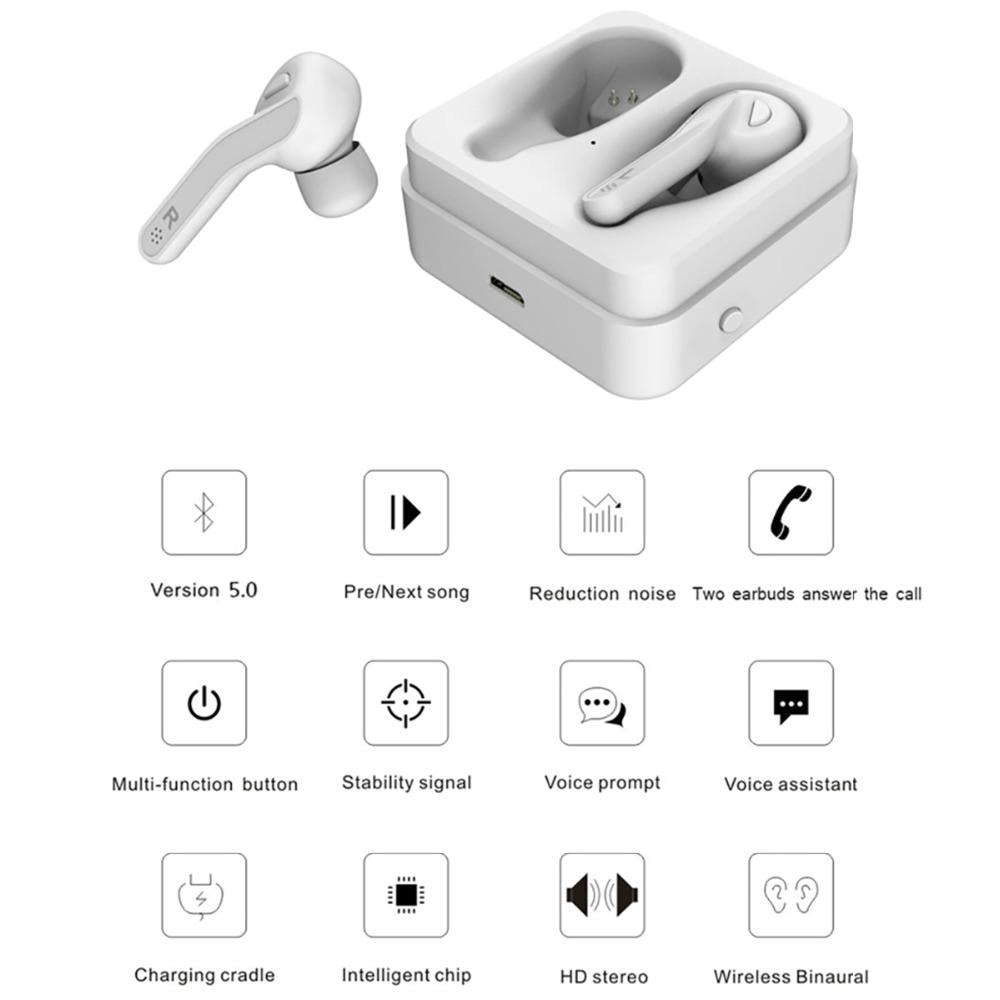 Mini Touch Control Wireless Earbuds with Charger Box - Hifi Bluetooth Tws - Black