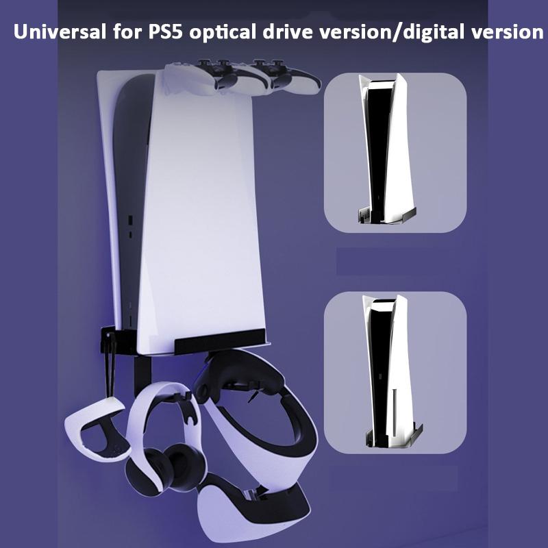 Wall-Mounted Bracket For Ps5 Console With Controller Vr Glasses And Headphone Storage - Black