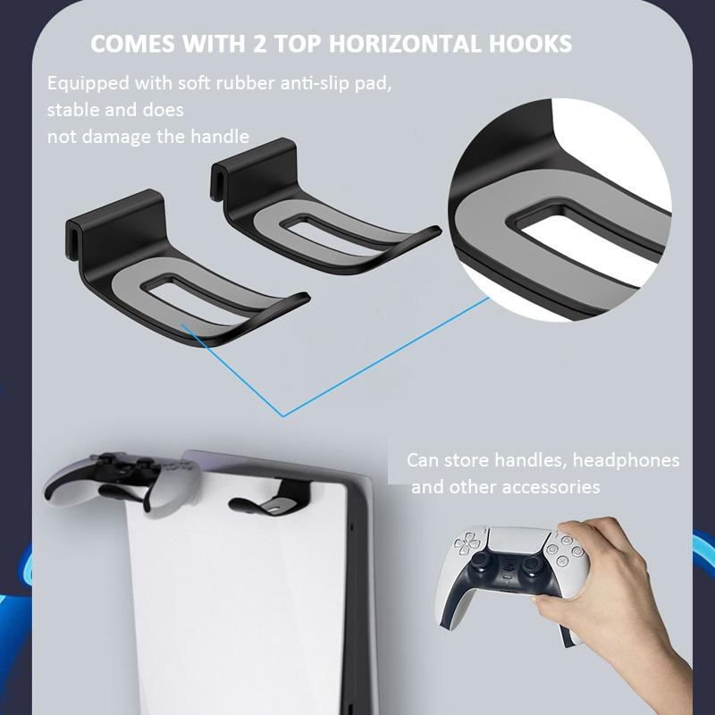 Wall-Mounted Bracket For Ps5 Console With Controller Vr Glasses And Headphone Storage - Black