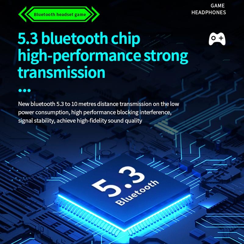 Wireless Gaming Earphones with Noise Reduction - Black