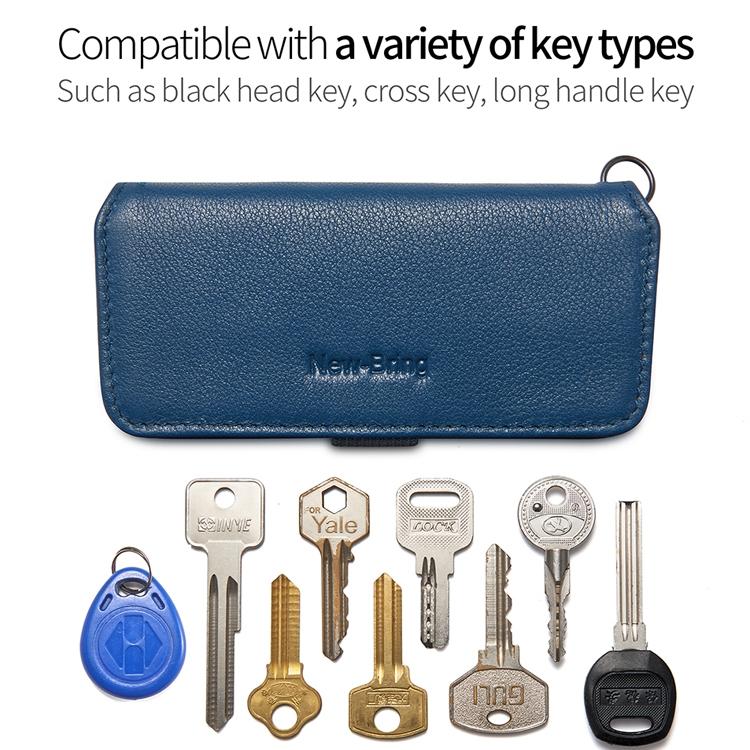 Leather Key Case With Pull Out Coin Purse Compact Key Storage For Men And Women - Dark Blue
