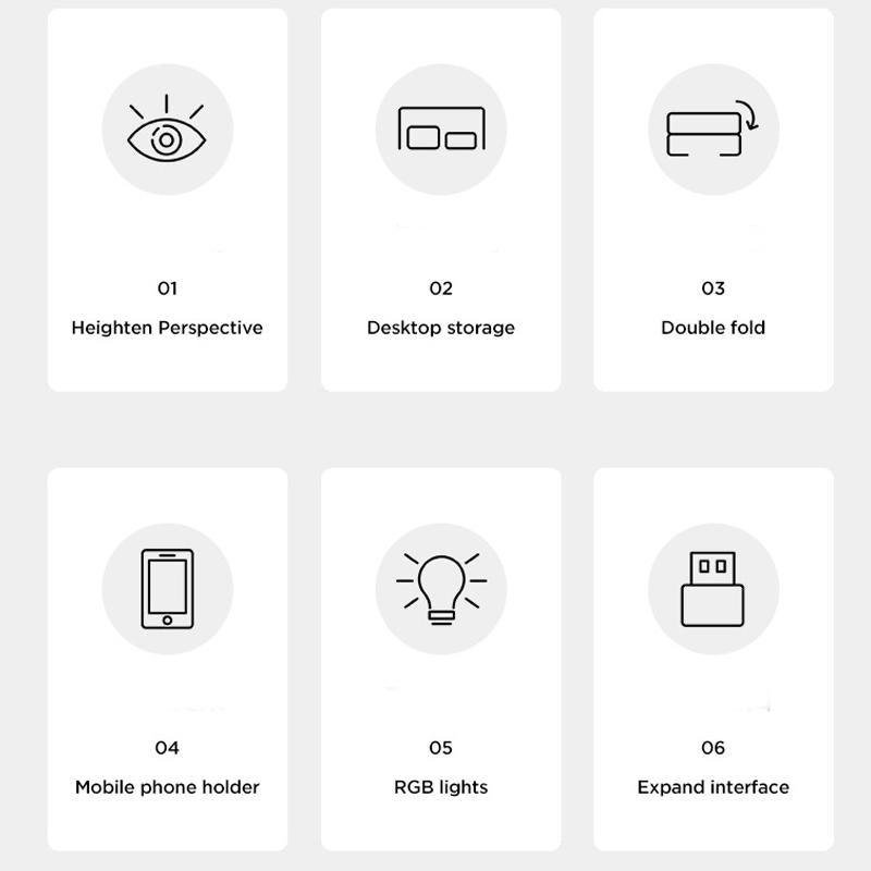 Foldable Laptop Stand with Rgb Lighting & Usb Expansion - Monitor Rack - Moonlight White