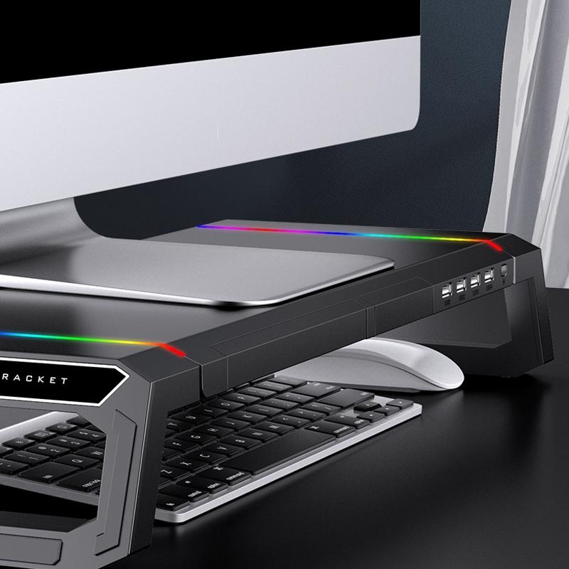 Foldable Laptop Stand with Rgb Lighting & Usb Expansion - Monitor Rack - Moonlight White