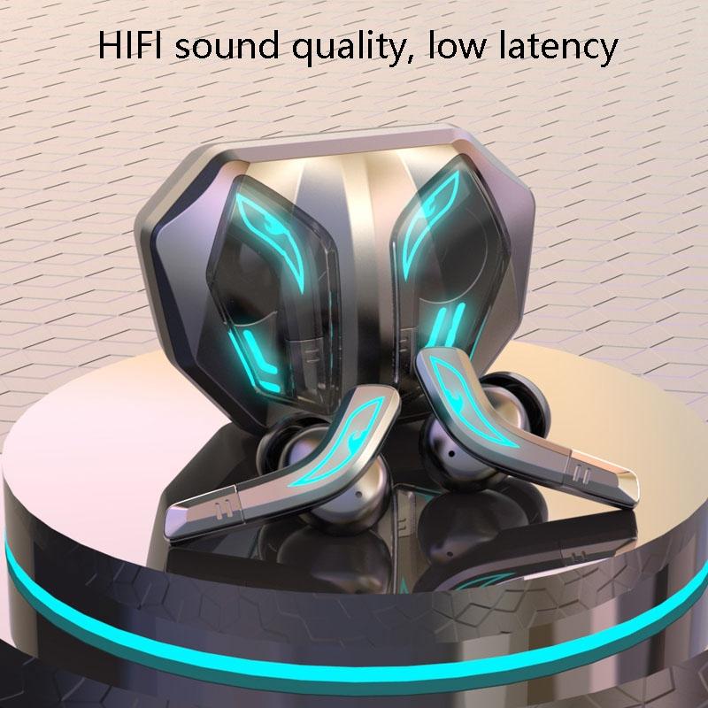 Wireless Bluetooth 5.2 Earphones with Low Delay and Hi-fi Sound Black with Breathing Light