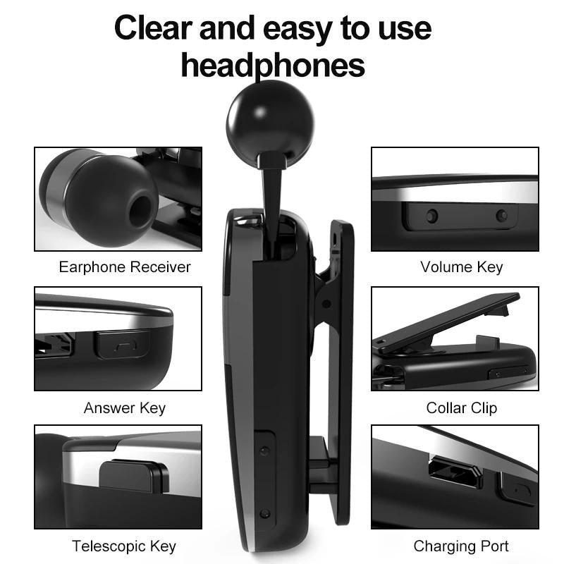 Wireless Bluetooth Earphone with Vibration Reminder for Phone - Black