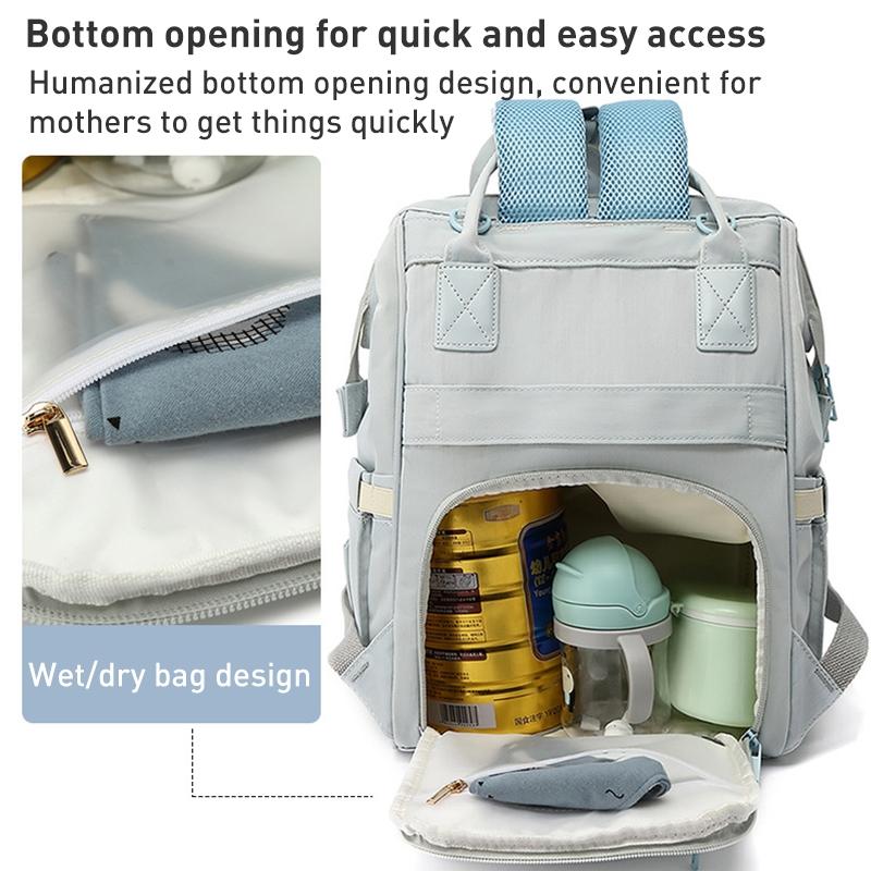 Convertible Diaper Bag Backpack for Baby Care - Grey