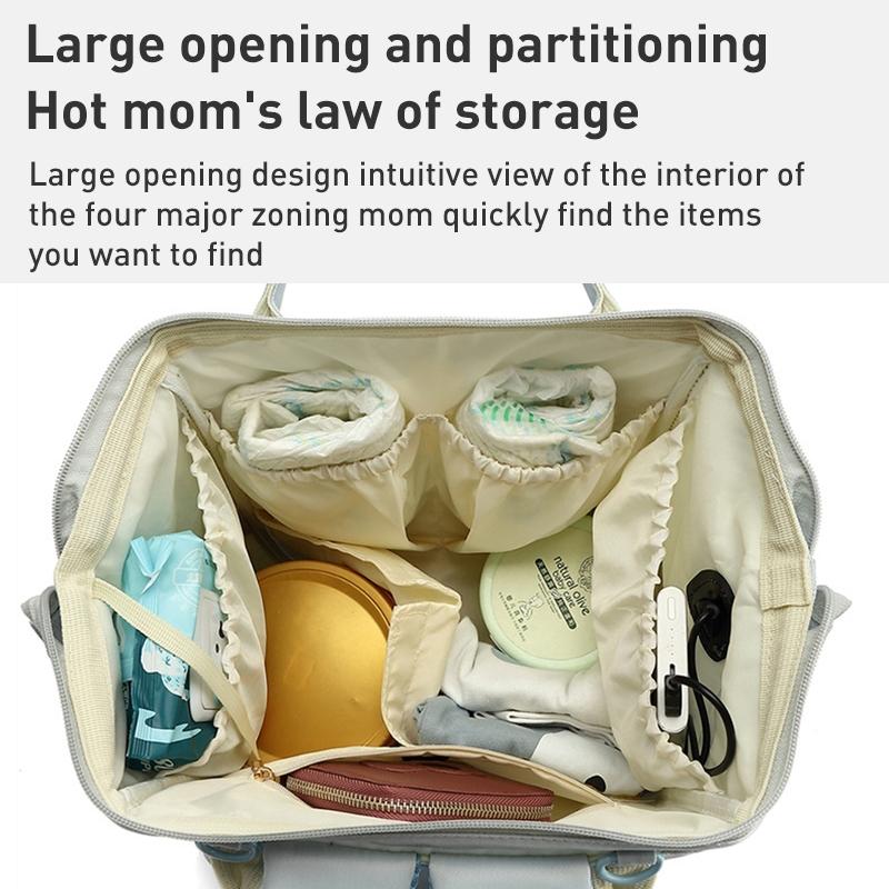 Convertible Diaper Bag Backpack for Baby Care - Grey