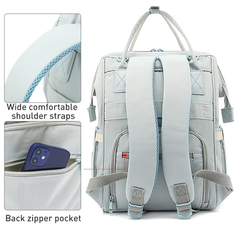 Convertible Diaper Bag Backpack for Baby Care - Grey