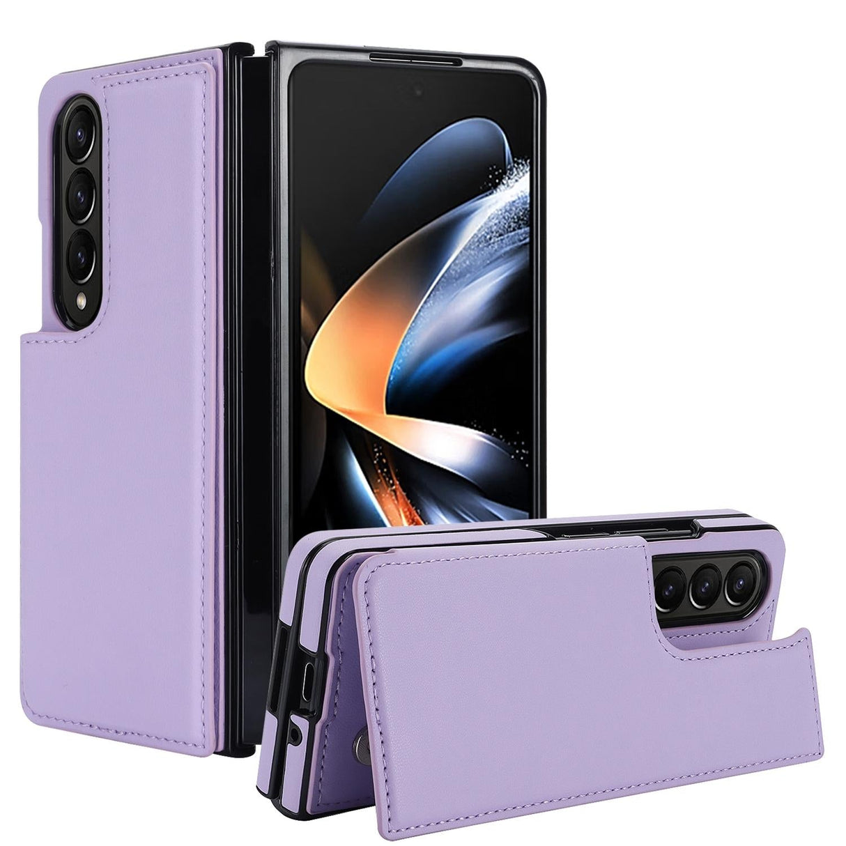 For Samsung Galaxy z Fold4 5G Foldable Phone Case with Double Buckle Card Slot - White