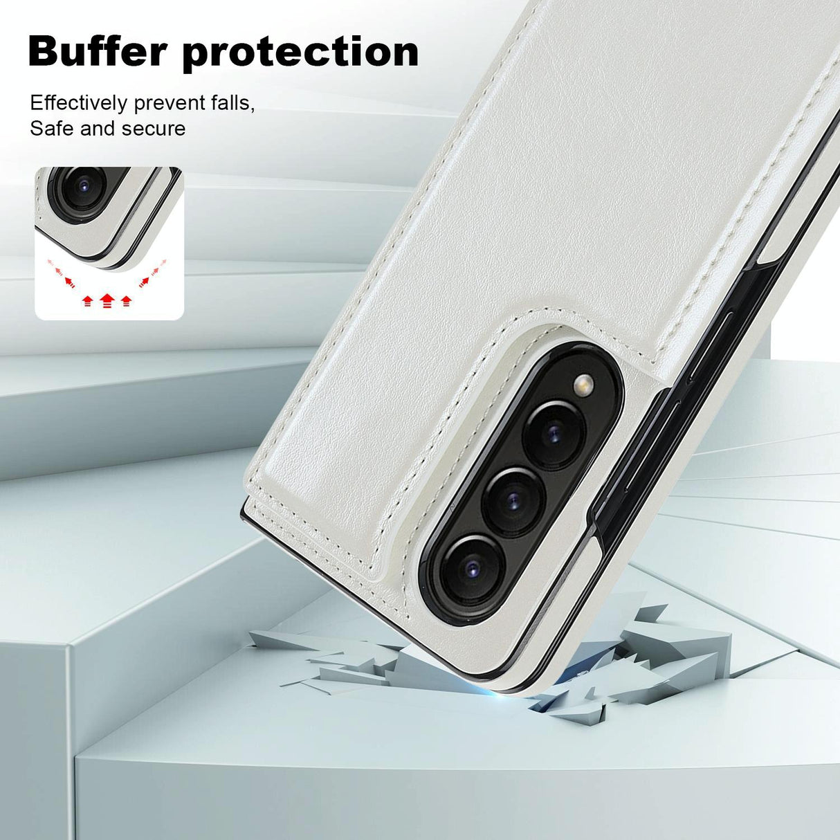 For Samsung Galaxy z Fold4 5G Foldable Phone Case with Double Buckle Card Slot - White