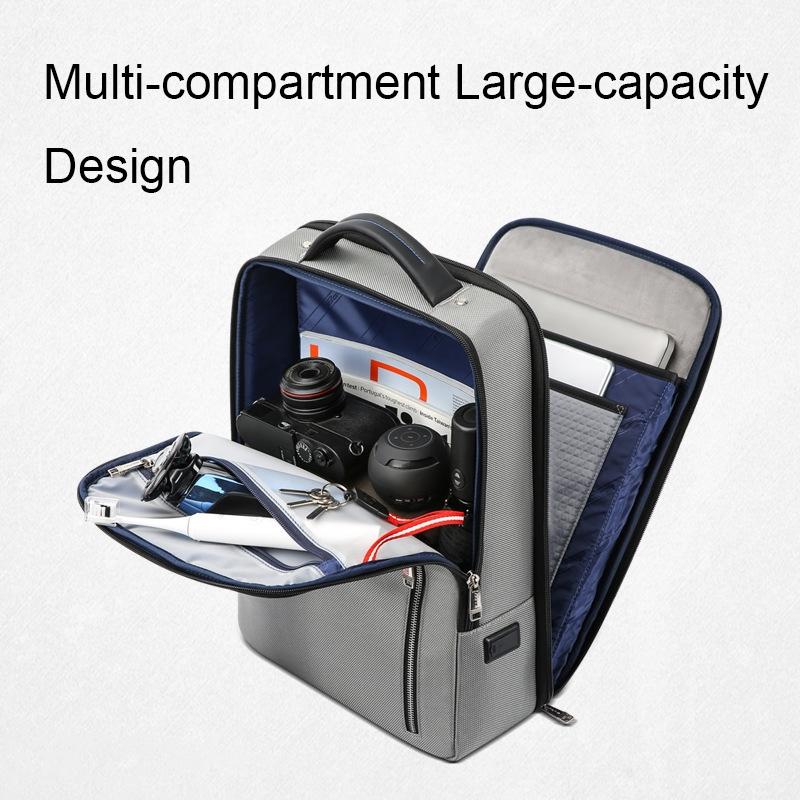 Silver Gray Multifunctional Anti-theft Laptop Backpack with Usb Charging Hole