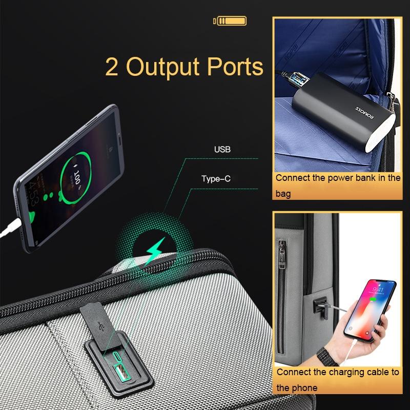 Silver Gray Multifunctional Anti-theft Laptop Backpack with Usb Charging Hole