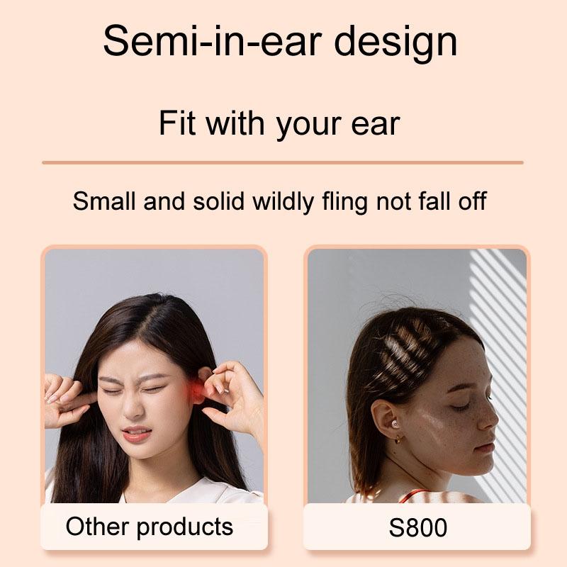Mini Wireless Sports Earphones with Bluetooth for Sleep - S800 - Black