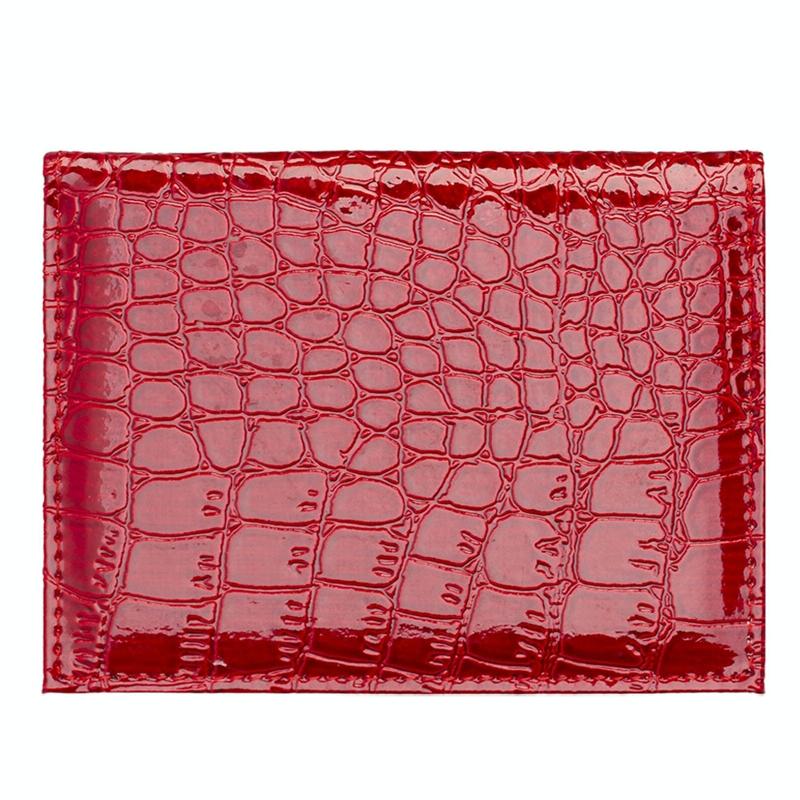 Pu Crocodile Pattern Card Holder Fits Cdc Documents - Red