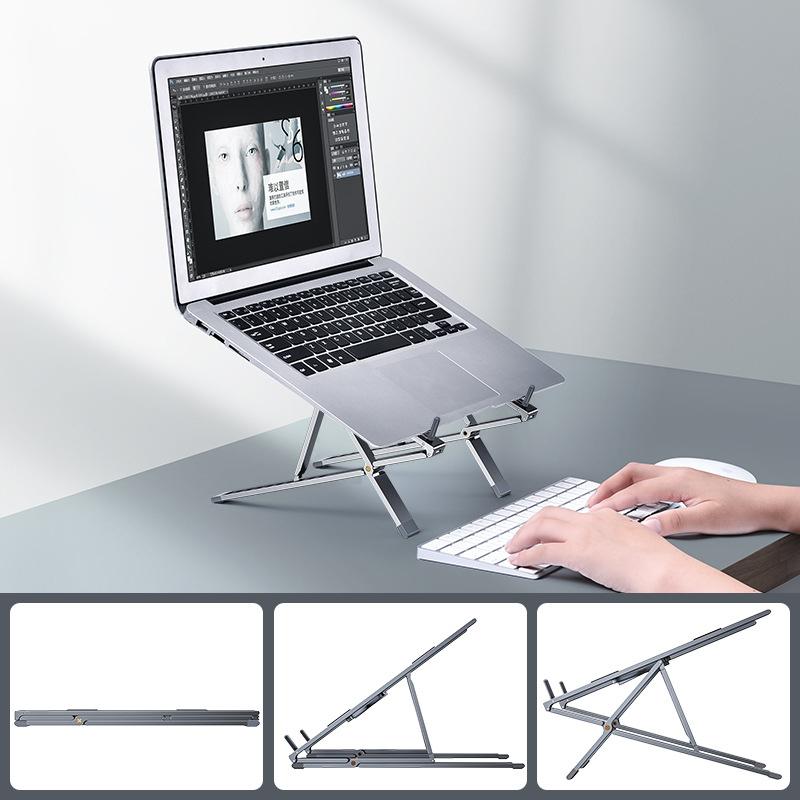 Adjustable Aluminum Laptop Cooling Bracket - Desktop - Gray