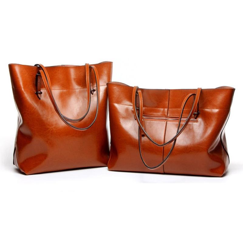 Stylish Shoulder Tote For Women - Retro Brown Horizontal Version