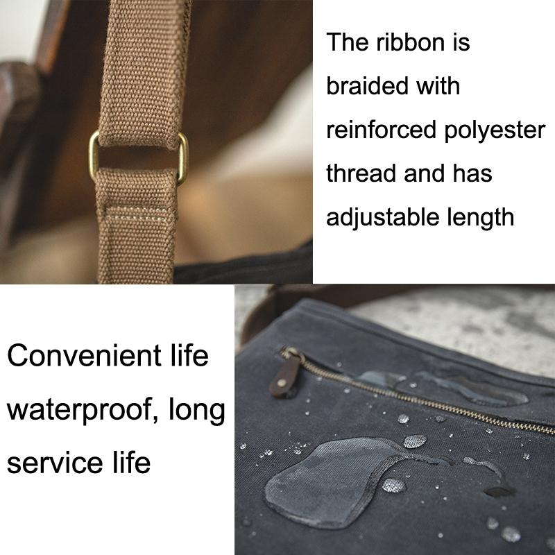 Retro Minimalist Oil Wax Canvas Shoulder Bag Dark Gray