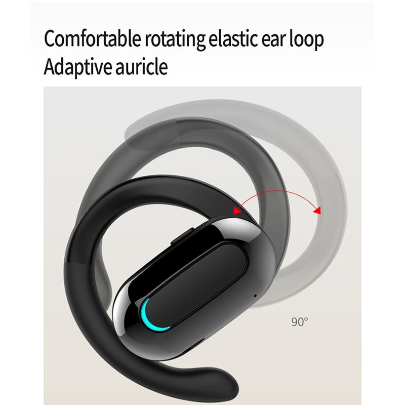 Rotatable Bluetooth Sports Earphones with Noise Reduction - Pure Black