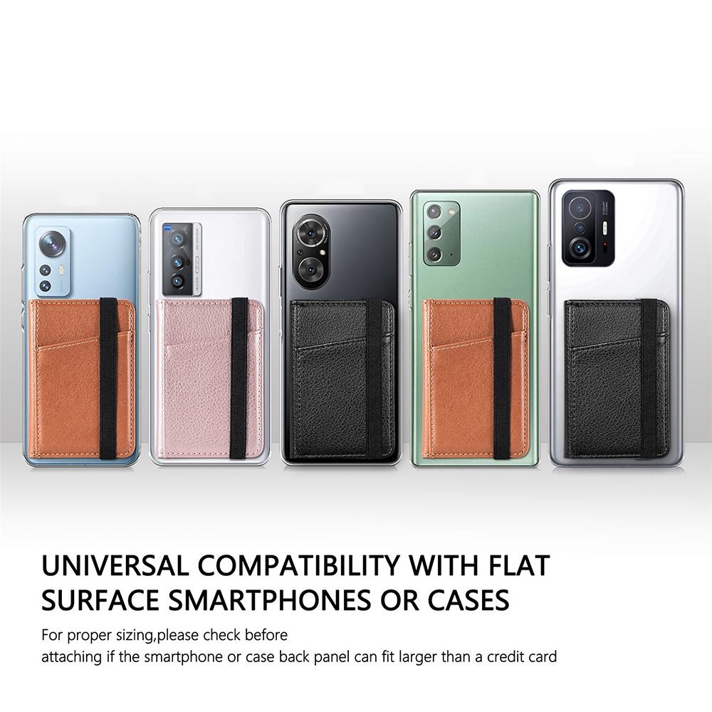 Pu Leather Phone Card Holder With Bracket Multifunctional - Black