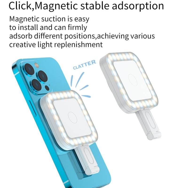 Portable Magnetic Selfie Light for Live Streaming and Skin Beauty - Black