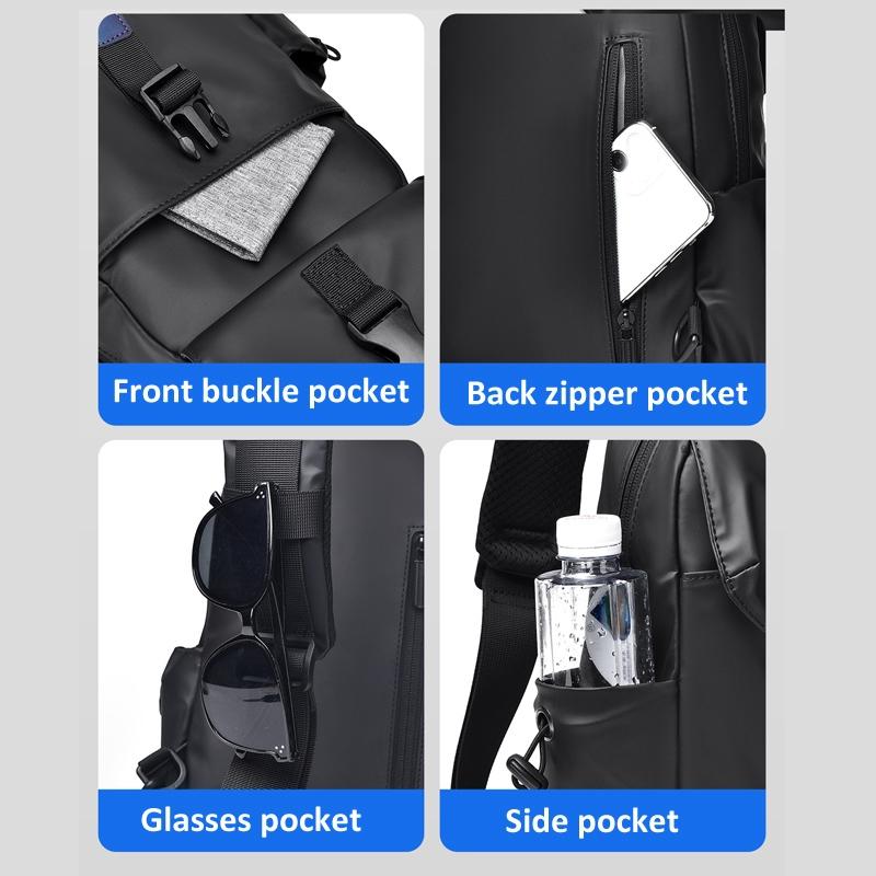 Lightweight Waterproof Men Chest Bag Cycling Shoulder Bag - Black