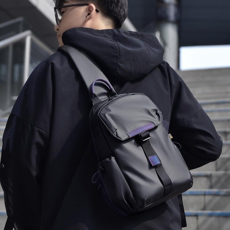 Lightweight Waterproof Men Chest Bag Cycling Shoulder Bag - Black