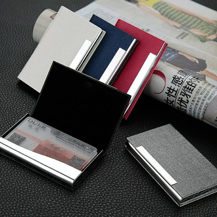 Stainless Steel Card Holder Sleek Business Accessory - Red