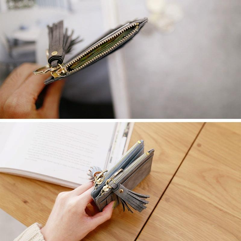 Compact Card Holder With Large Capacity Cute Mini Coin Purse - Grey