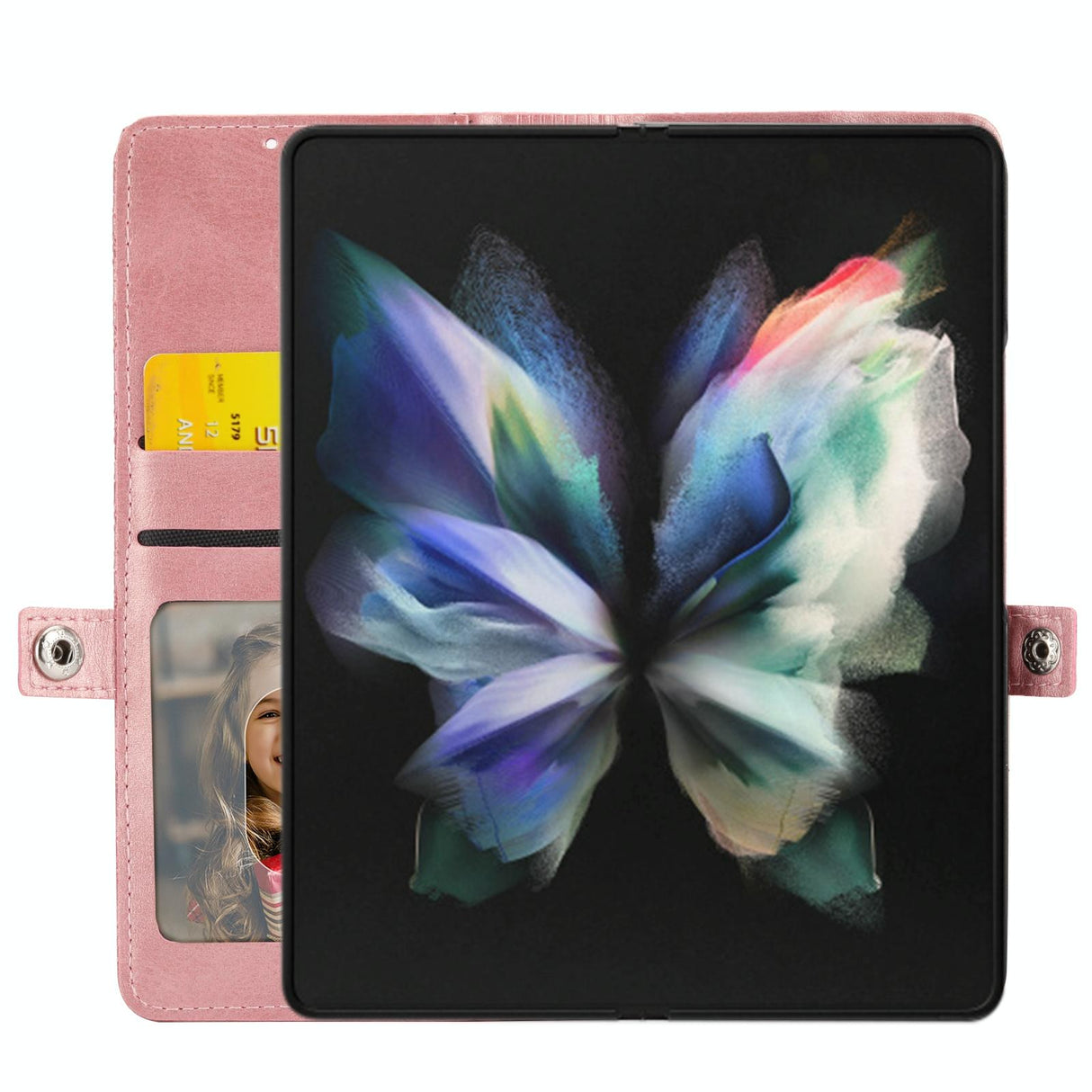 For Samsung Galaxy Z Fold4 5G Textured Leather Phone Case - Cubic Grid Design - Black