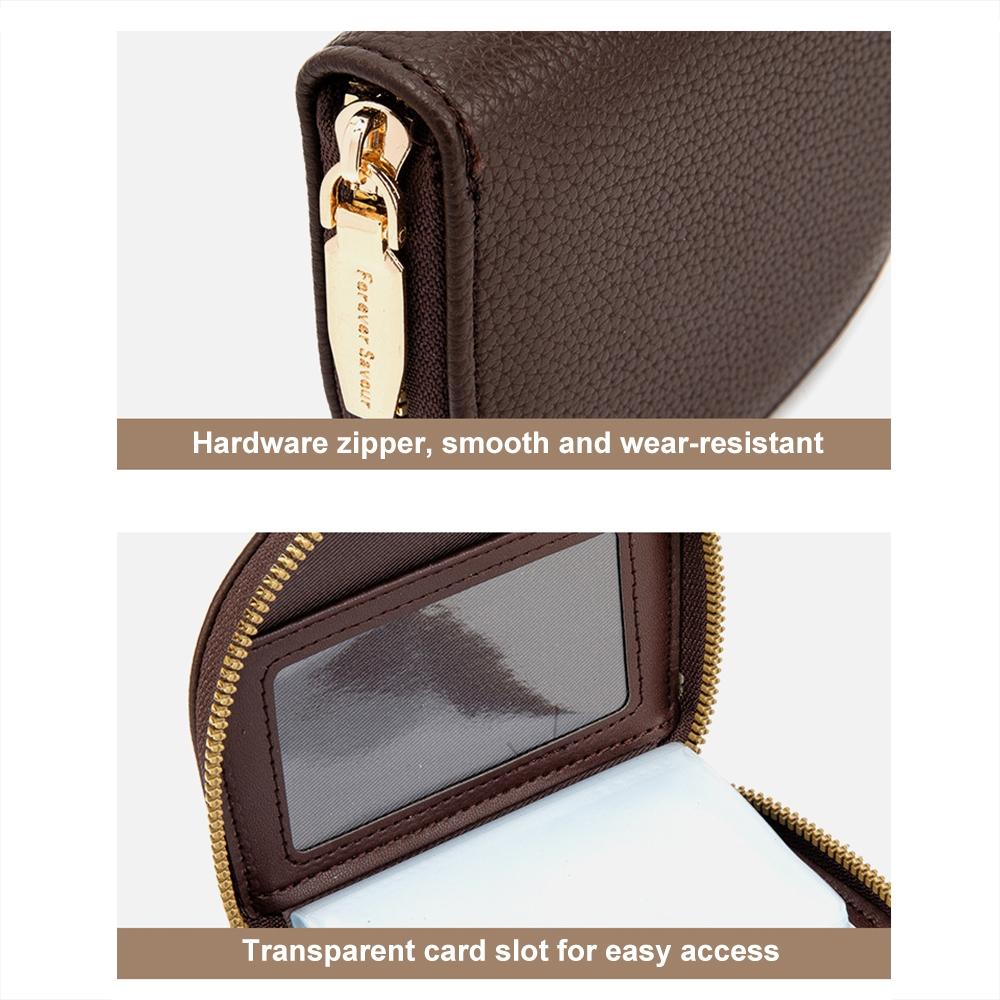 Large Capacity Semicircular Embroidery Id Card Holder - Black