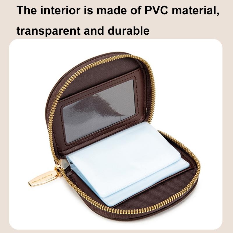 Large Capacity Semicircular Embroidery Id Card Holder - Black