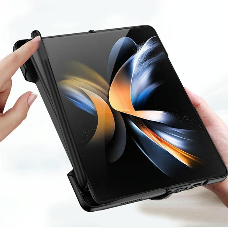 For Samsung Galaxy Z Fold4 5G Foldable Phone Case With Magnetic Closure And Pen Slot - Compact And Convenient - Champagne Gold