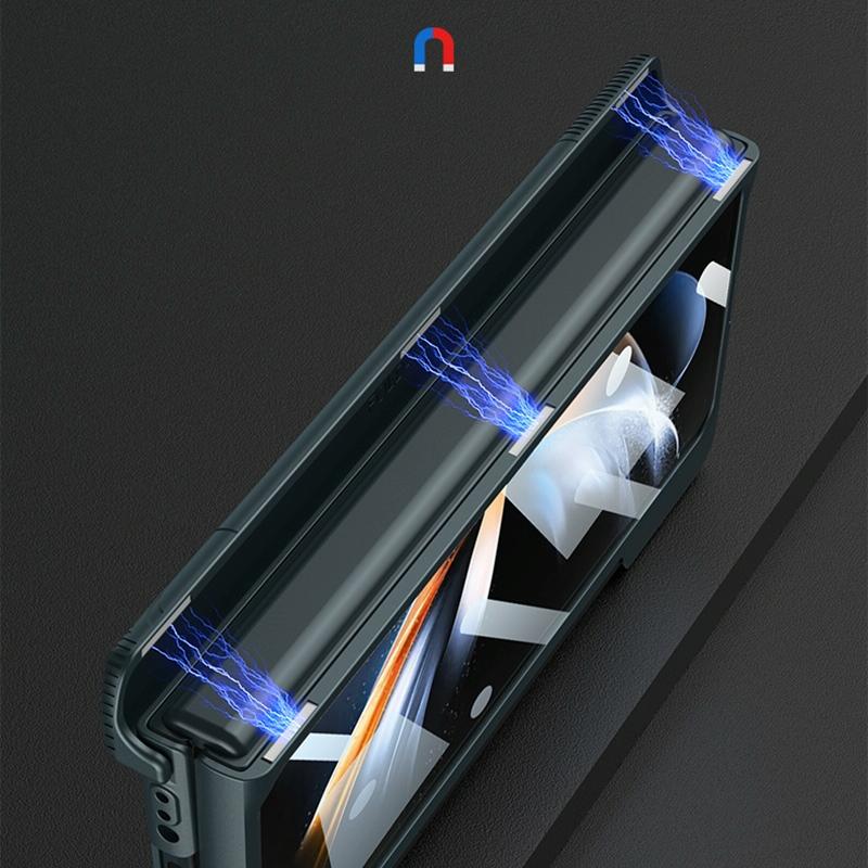 For Samsung Galaxy Z Fold4 5G Foldable Phone Case With Magnetic Closure And Pen Slot - Compact And Convenient - Champagne Gold