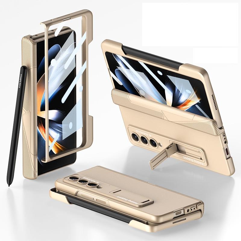 For Samsung Galaxy Z Fold4 5G Foldable Phone Case With Magnetic Closure And Pen Slot - Compact And Convenient - Champagne Gold