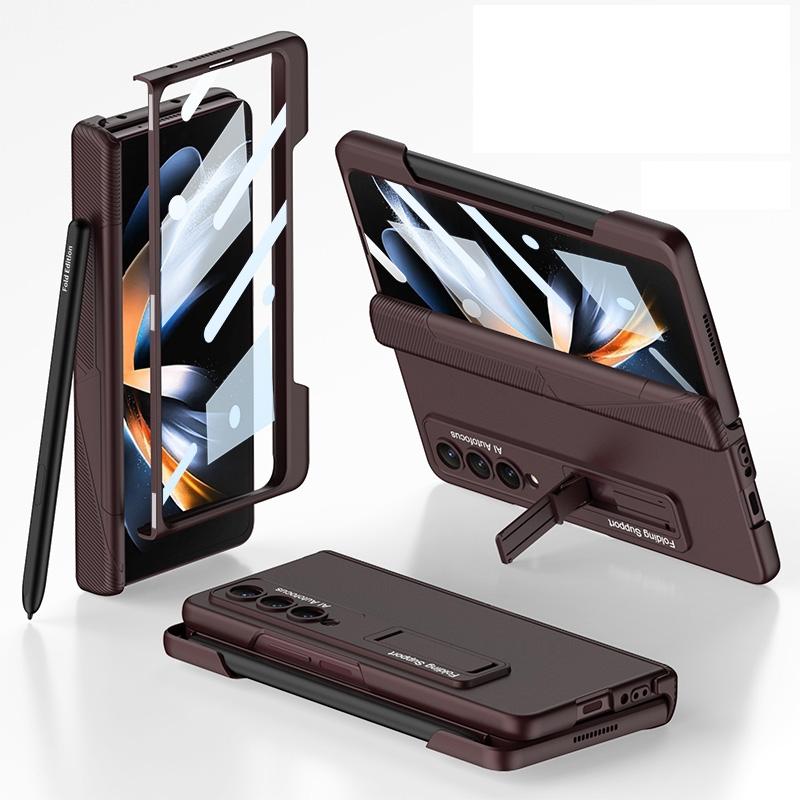 For Samsung Galaxy Z Fold4 5G Foldable Phone Case With Magnetic Closure And Pen Slot - Compact And Convenient - Champagne Gold