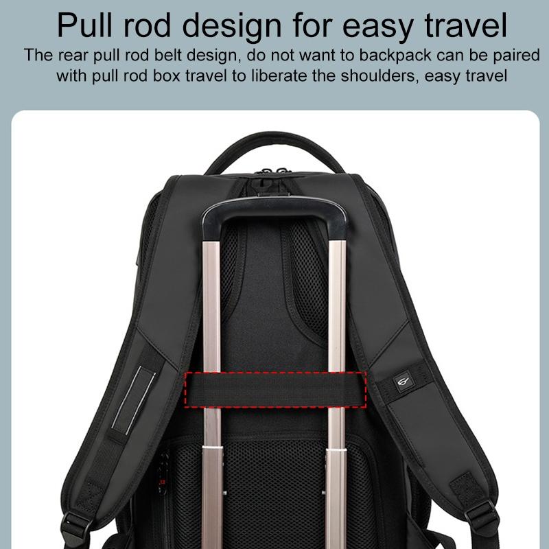 Waterproof Double Shoulder Backpack With Usb Black - 17 Inch