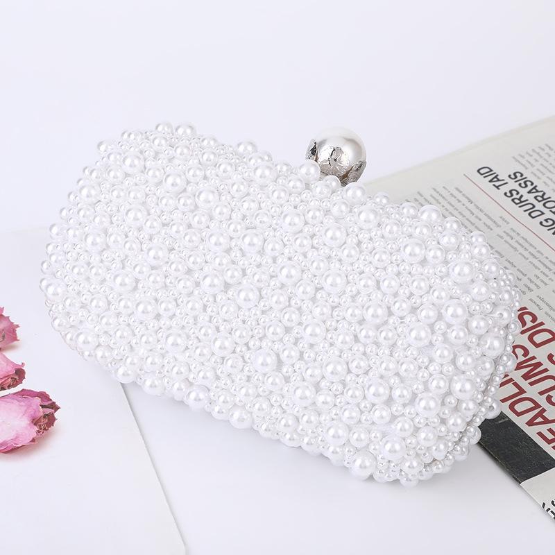 Soft Lock Pearl Evening Bag Chic Crossbody - White