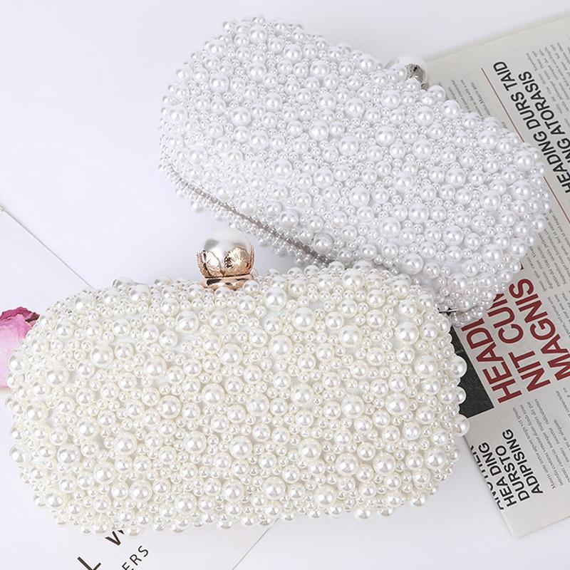 Soft Lock Pearl Evening Bag Chic Crossbody - White